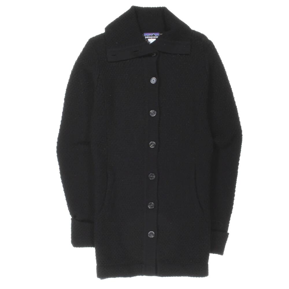 Patagonia women's Merino Sweater Coat XS cardigan collared black merino wool